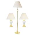 Cling Ivory Ceramic & Brass Table Plus Floor Lamp- Set Of 3 - Ivory CL3116157
